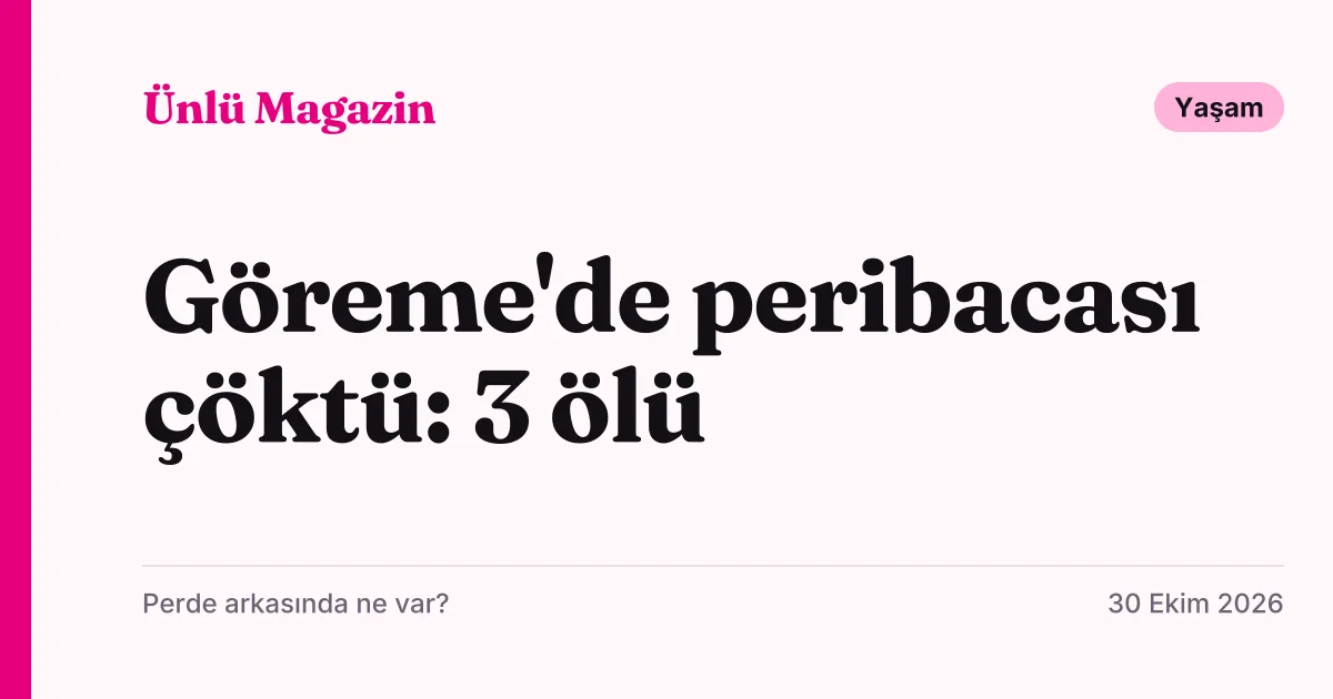 Göreme'de çöken peribacası haberini duyuran tipografik kapak kartı