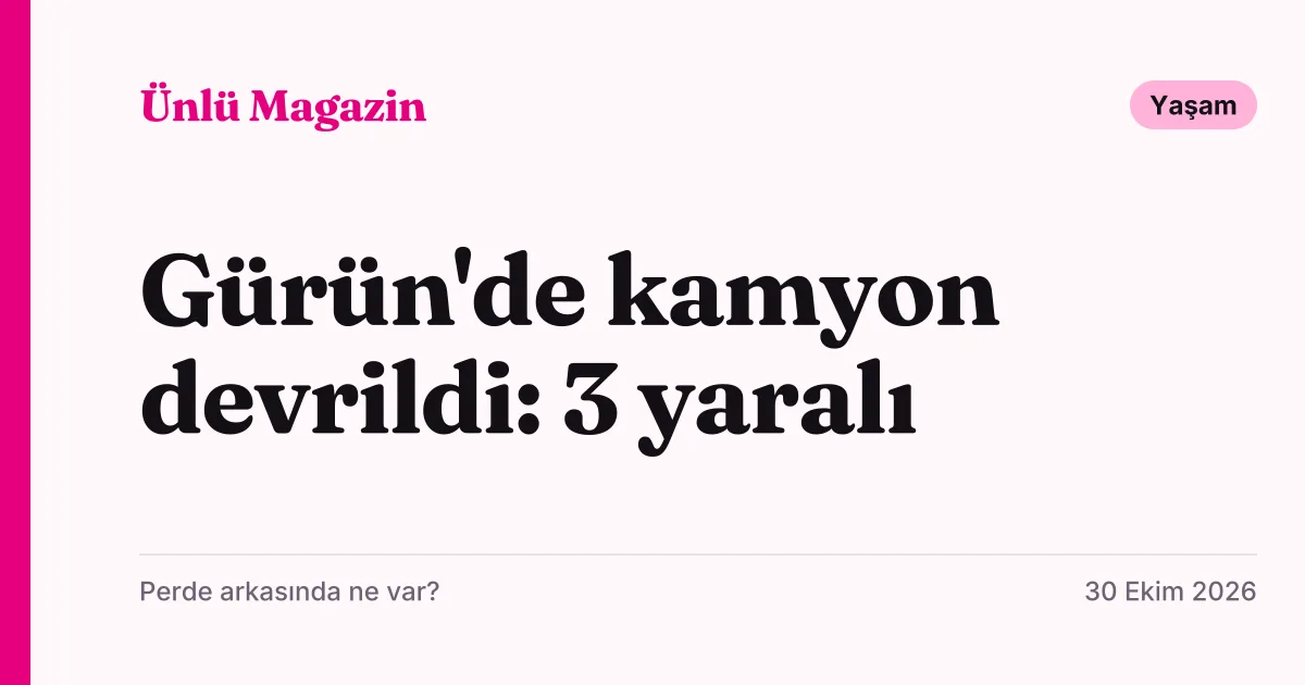 Sivas Gürün'de yağmurlu havada devrilen patates yüklü kamyon kazasını anlatan tipografik haber kartı